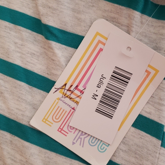 NWT Lularoe Julia Teal stripe dress, M - Picture 2 of 2